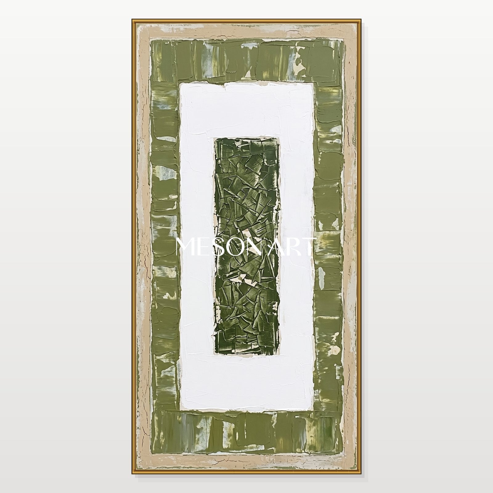 Large Green Minimalist Wall Art For Modern Living Room Entryway Decor