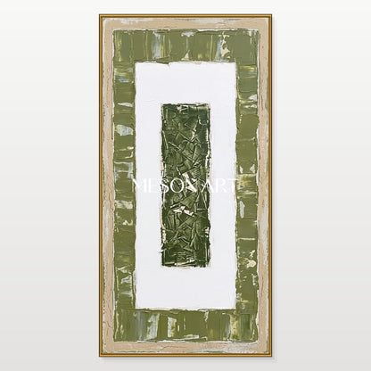 Large Green Minimalist Wall Art For Modern Living Room Entryway Decor