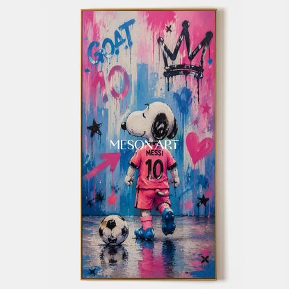 Crowned Champion Pop Art Painting With Pink Jersey And Graffiti Style For Kids Room