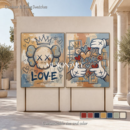 Urban Pop Art Painting With Graffiti Motifs For Modern Living Room Decor