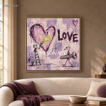 Purple And Pink Abstract Painting Original Artist Street Art Square Wall Decor By Mesonart