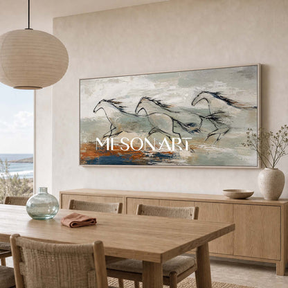 Minimalist Horse Abstract Art On Canvas For Modern Living Room Decor With Smooth Texture