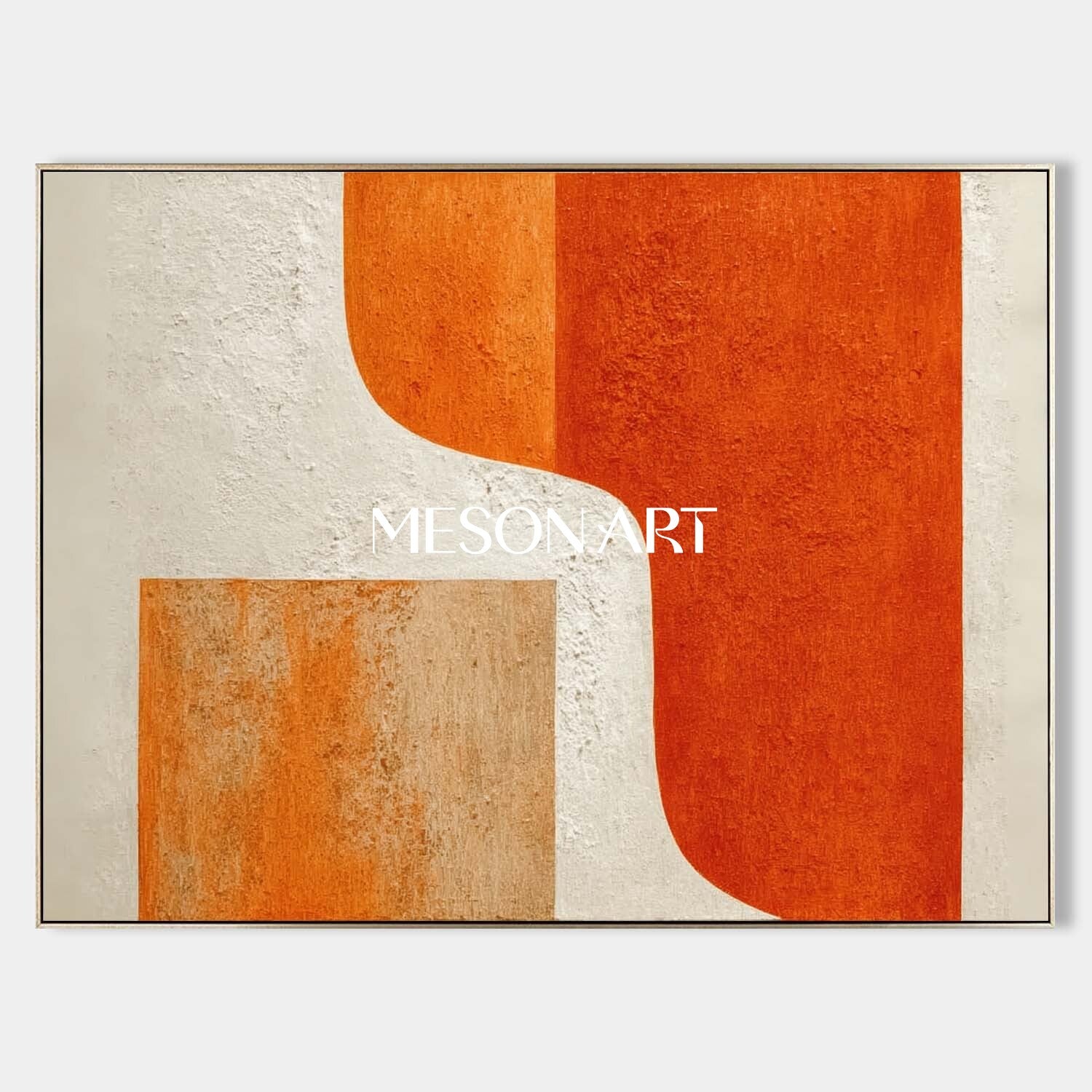 Contemporary Abstract Wall Art Minimalist Geometric Orange and Beige