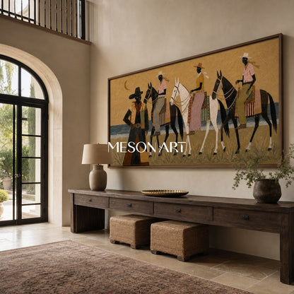 Hand Painted Western Horse Riders Art For Living Room Decor