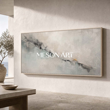 Large Gray Abstract Canvas Art With Textured Relief For Modern Living Room Decor