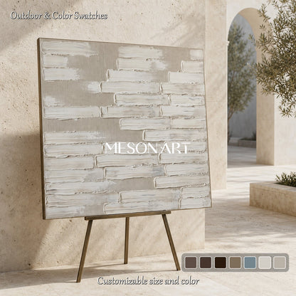 Minimalist Abstract Wall Art With Textured Relief For Modern Living Room Decor