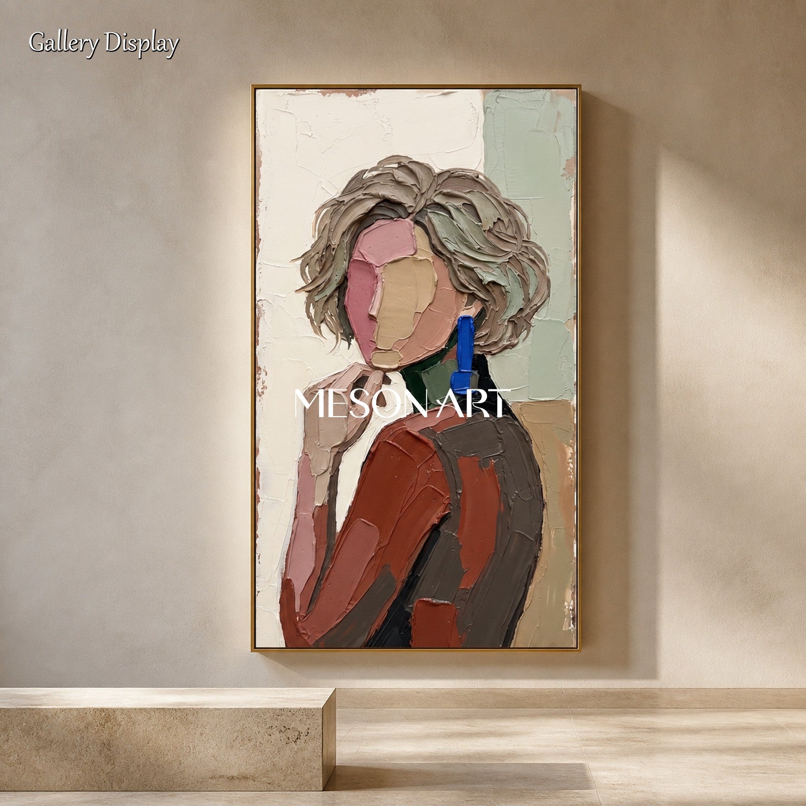 Beige And Brown Painting Modern Figurative Art Panoramic Wall Decor For Living Room By Mesonart