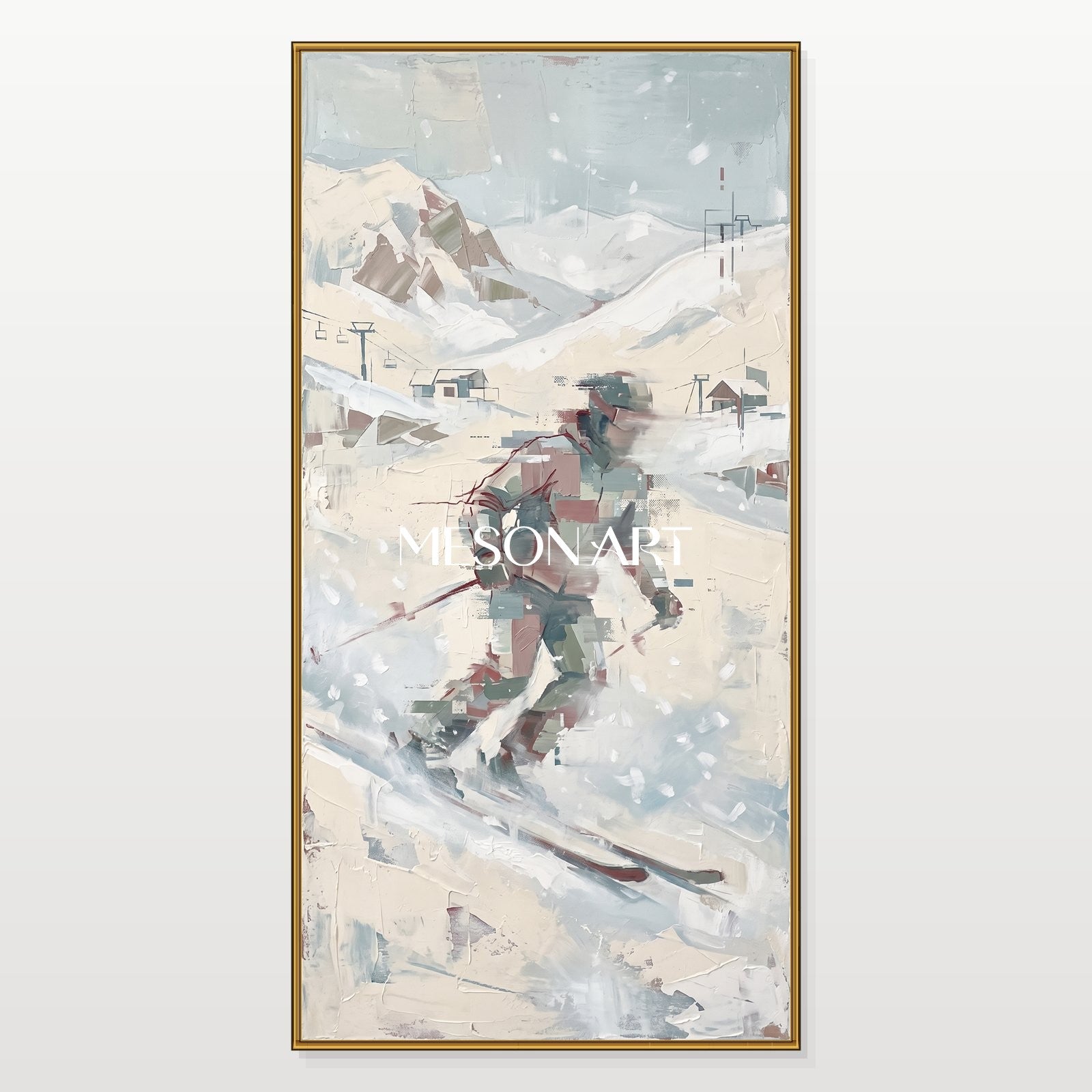 White And Gray Painting Contemporary Figurative Art Children At Play Panoramic Wall Decor For Living Room By Mesonart