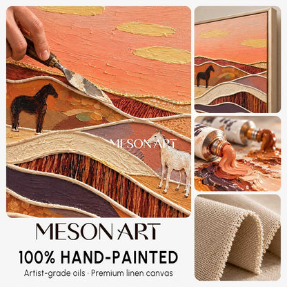Terracotta And Brown Abstract Landscape Painting Rectangular Wall Art Original Artist By Mesonart