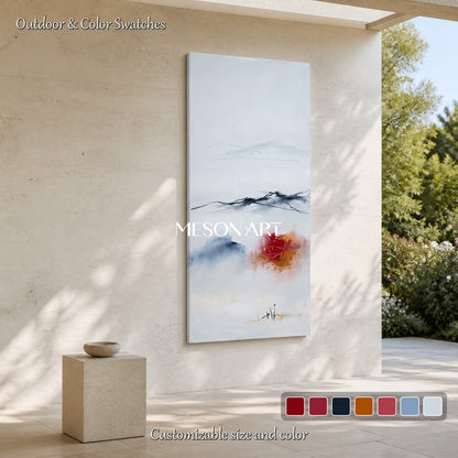 White And Blue Abstract Landscape Painting Panoramic Wall Art For Living Room Original Artist By Mesonart