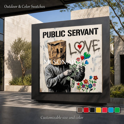 Black And White Banksy Style Original Painting Square Wall Art For Living Room By Mesonart