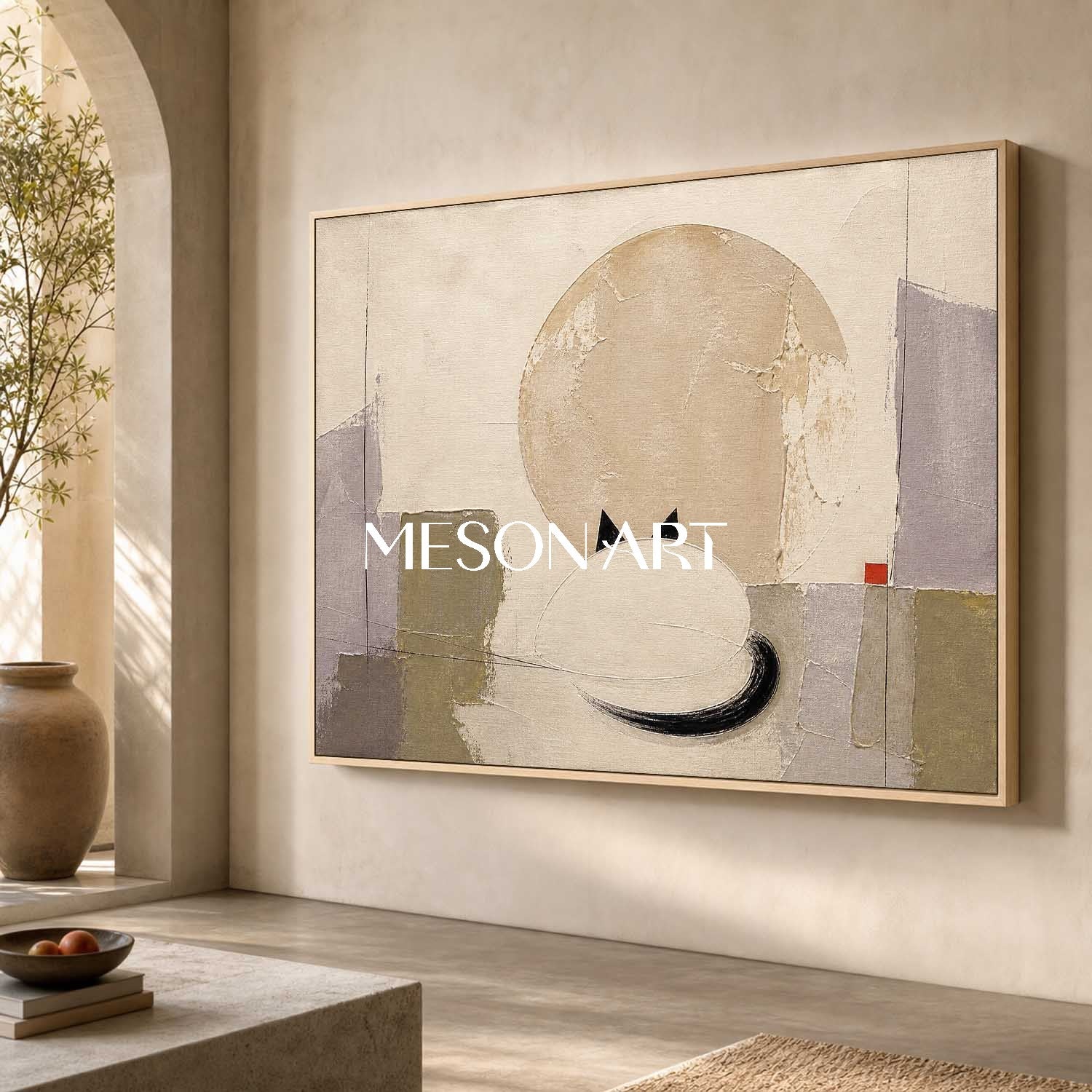 Abstract Cat Painting Minimalist Geometric Wall Art For Living Room And Bedroom Decor