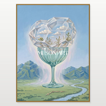 Surrealist Crystal Vessel Painting For Contemporary Home Decor And Executive Office Wall Art
