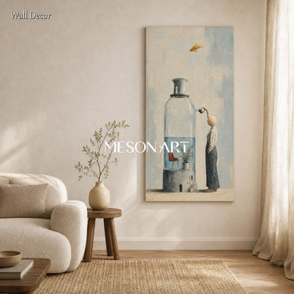 Surrealist Art Painting With Dreamlike Symbols For Modern Living Room Decor