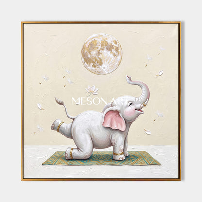 Beige And White Surrealist Art Square Wall Decor For Living Room Original Artist Hand Painted By Mesonart