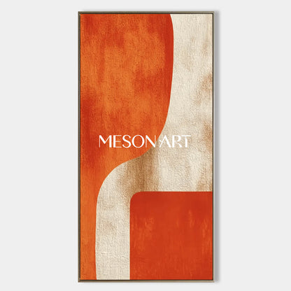Minimalist Abstract Wall Art Orange and Beige Geometric Canvas Decor