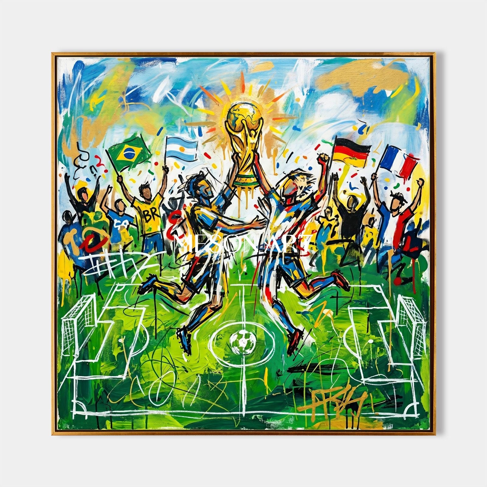Original World Cup Painting Vibrant Sports Art For Living Room