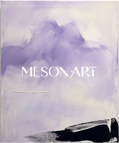 Purple And Blue Abstract Expressionist Landscape Painting Rectangular Wall Art Original Artist By Mesonart