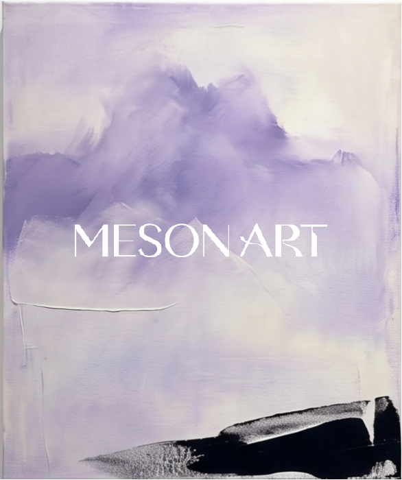 Purple And Blue Abstract Expressionist Landscape Painting Rectangular Wall Art Original Artist By Mesonart