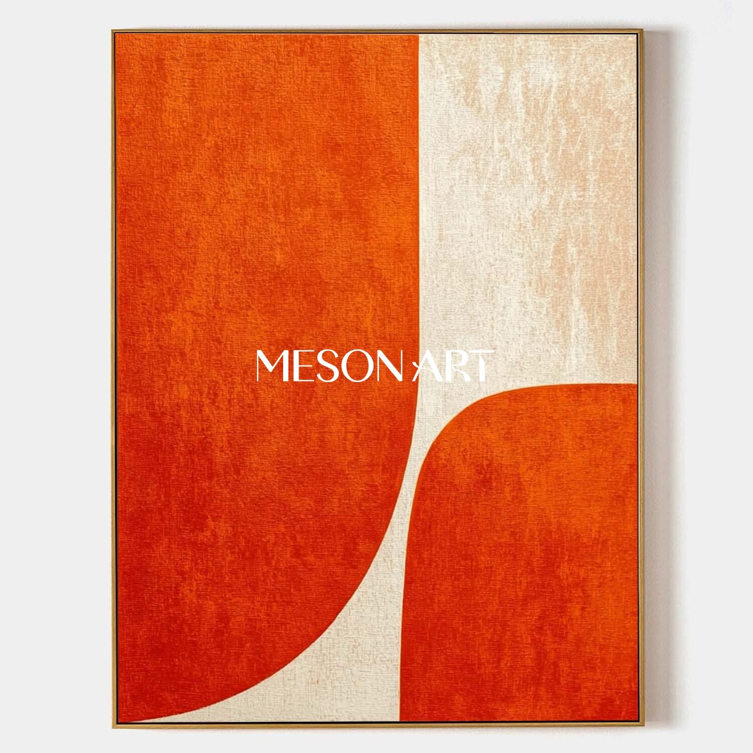 Contemporary Minimalist Abstract Wall Art Orange Textured Canvas for Home Decor
