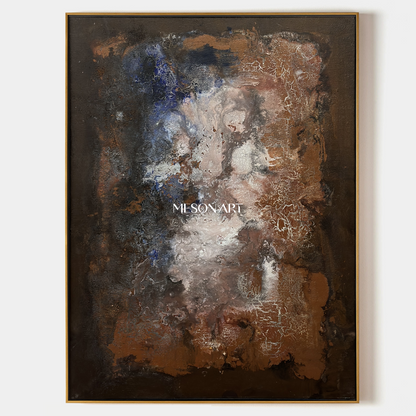 Black And Brown Abstract Painting Rectangular Wall Art Modern Textured Canvas Original By Mesonart
