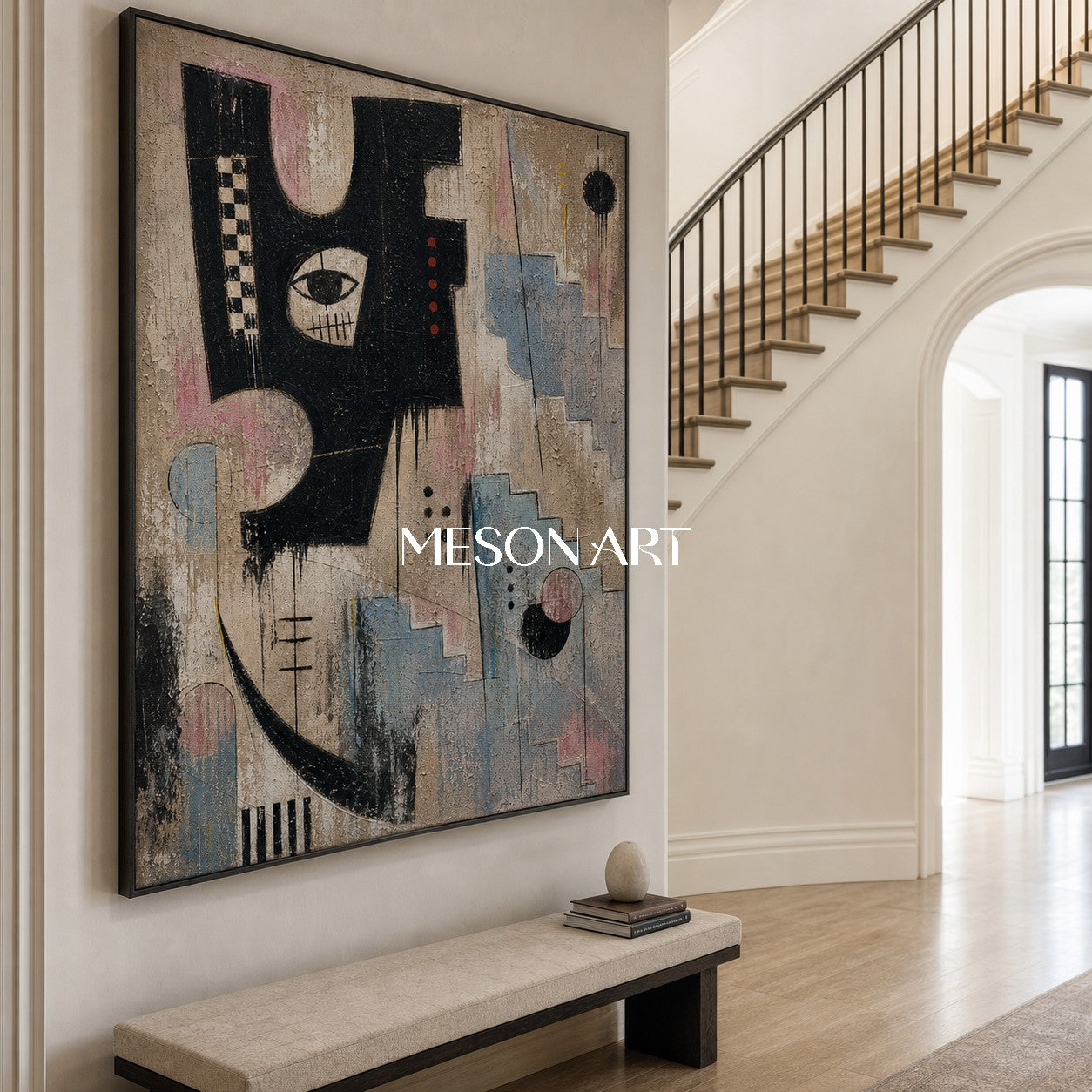 Original Urban Graffiti Art Painting With Textured Relief For Modern Industrial Loft Decor