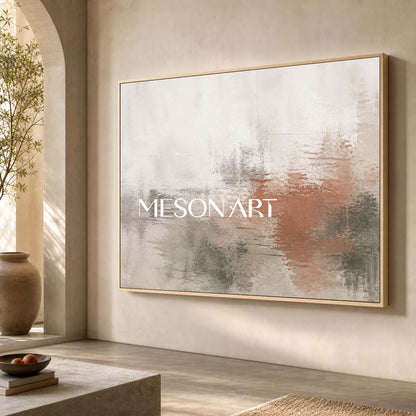 Abstract Minimalist Wall Art For Living Room And Bedroom With Soft Beige Gray Tones