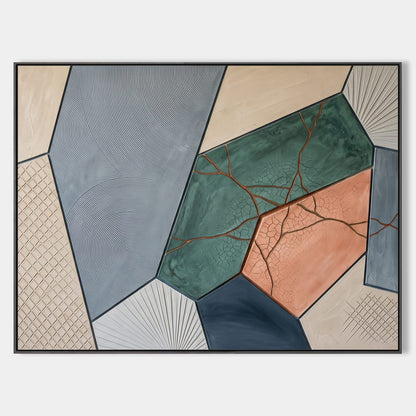 Textured Plaster Art With Cracked Finish For Modern Living Room Decor