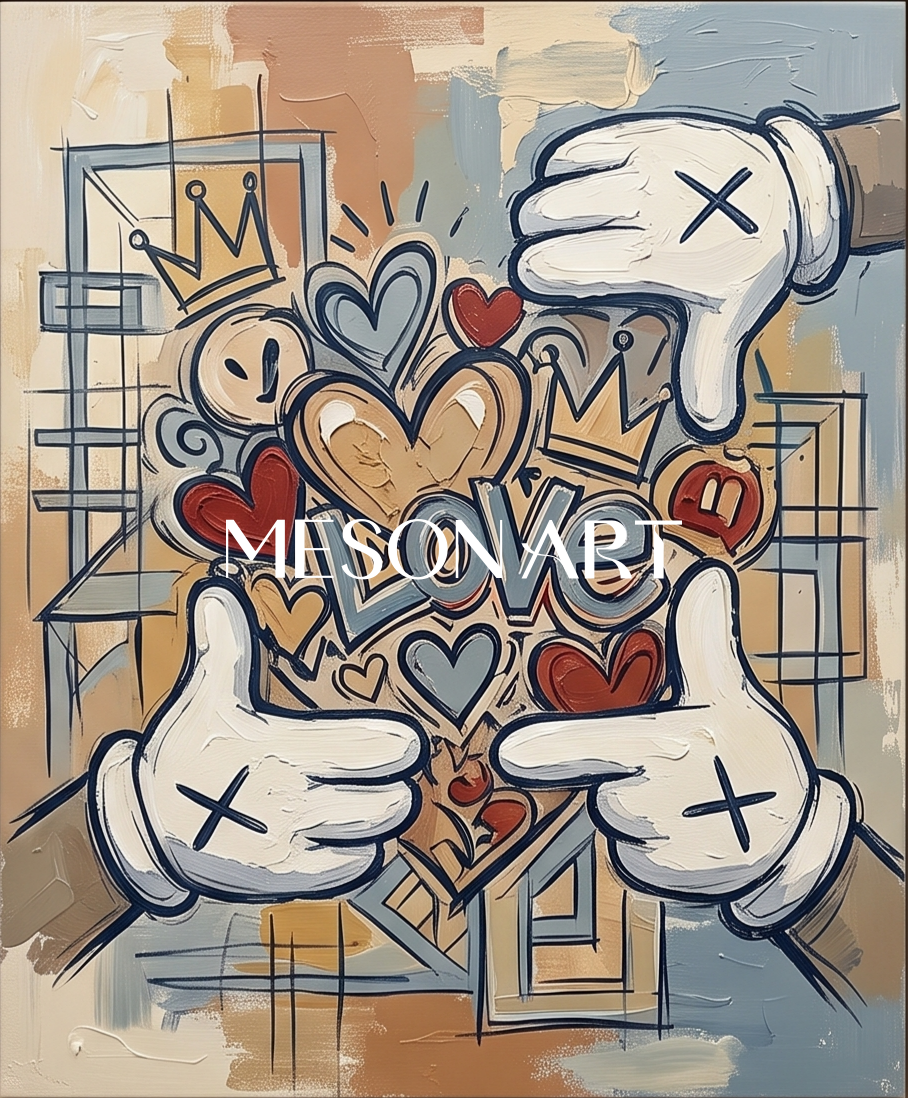 Urban Pop Art Painting With Graffiti Motifs For Modern Living Room Decor