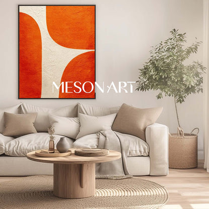 Abstract Textured Wall Art Modern Minimalist Orange Geometric Decor