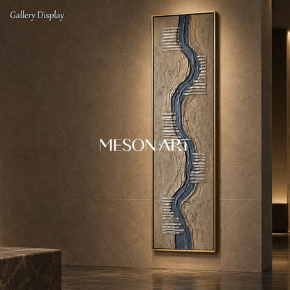 Brown Textured Painting Large Abstract Original Artist Hand Painted Panoramic Wall Art For Living Room By Mesonart