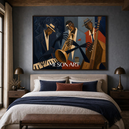 Expressive Jazz Band Painting In Art Deco Style For Modern Living Room Decor