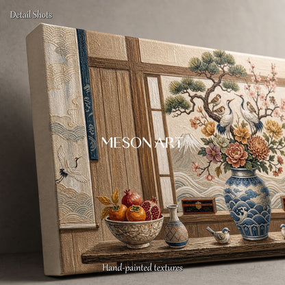 Large Wabi Sabi Still Life Painting Natural Tones Wall Art For Living Room And Dining Room Decor
