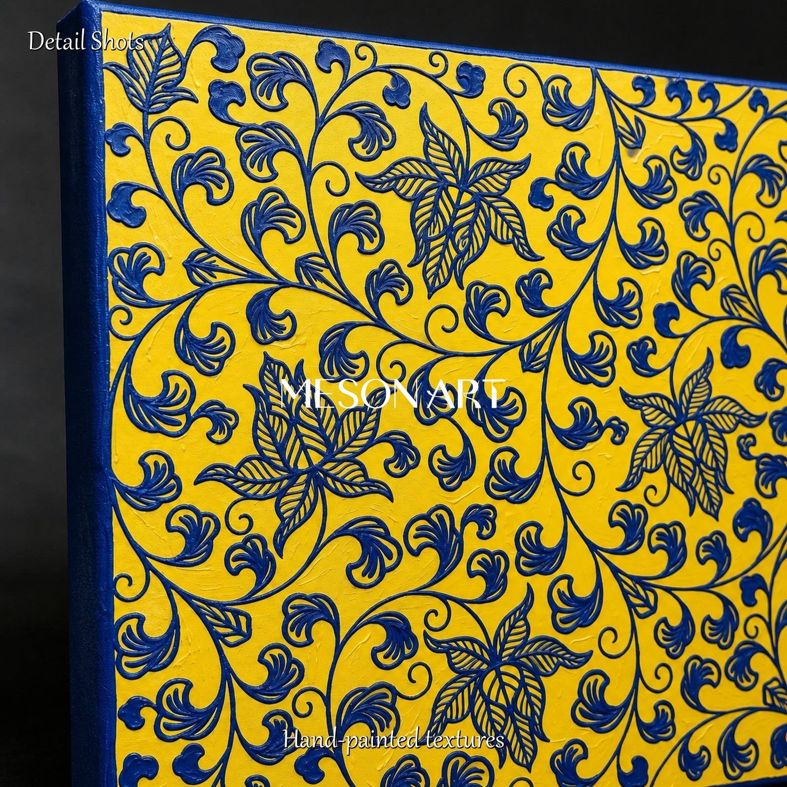 Yellow And Blue Islamic Persian Art Rectangular Wall Decor Inspired By Ottoman Design By Mesonart