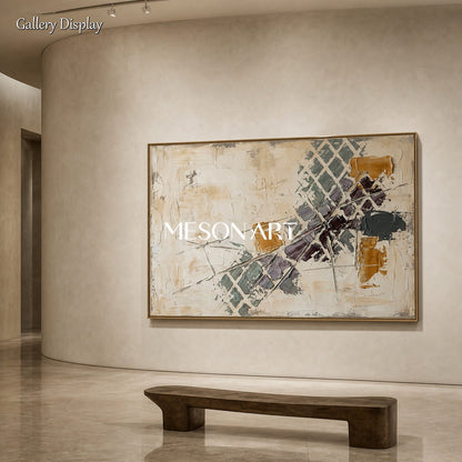 Minimalist Abstract Painting With Textured Relief For Modern Living Room Decor