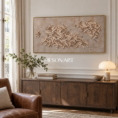 Beige And Gold Wabi Sabi Abstract Art Panoramic Wall Decor For Living Room Original Artist By Mesonart