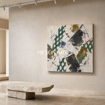 Minimalist Abstract Painting With Textured Relief For Modern Living Room Decor