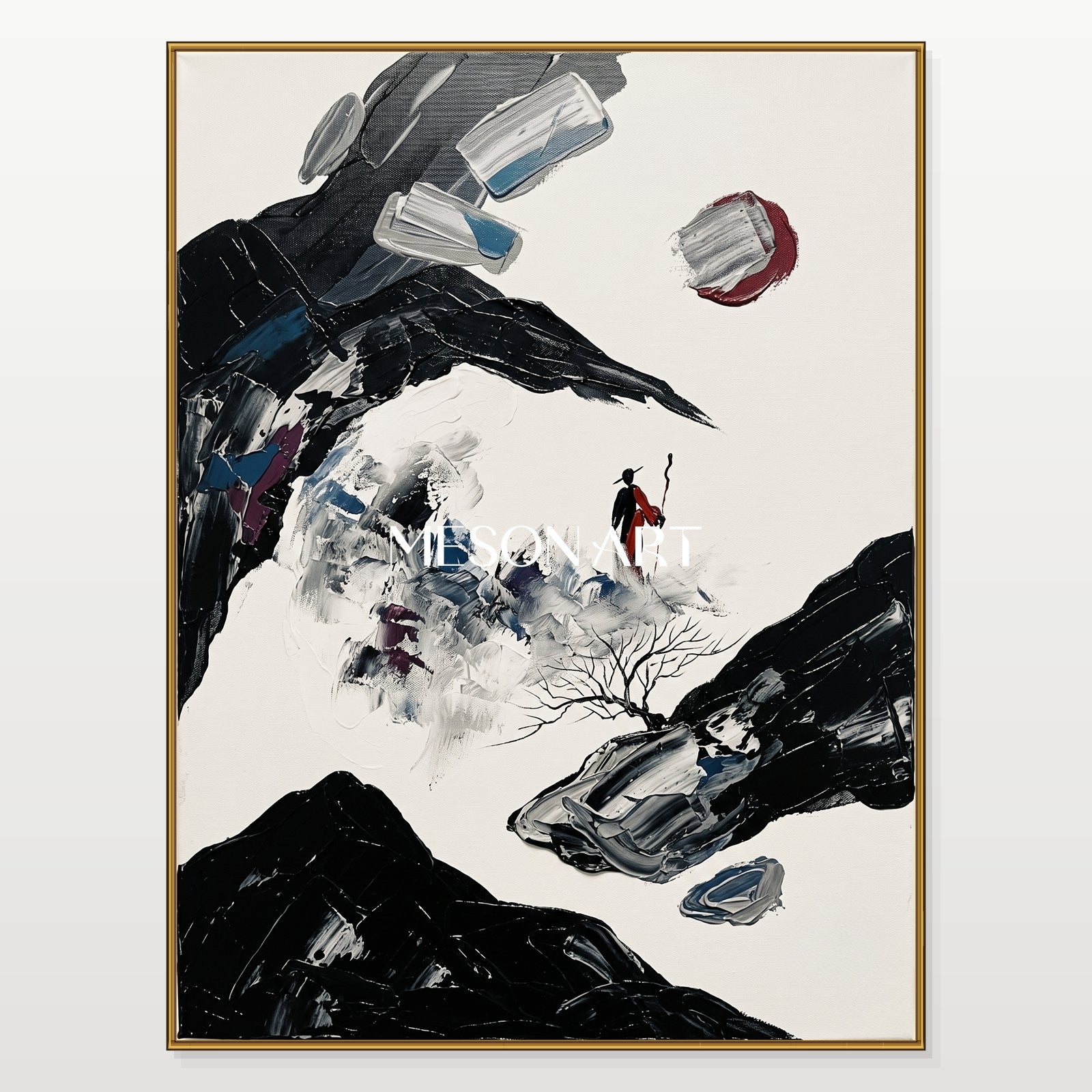 Modern Abstract Wall Art With Bold Black Forms For Contemporary Living Spaces