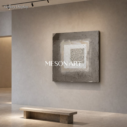 Minimalist Textured Wall Art Gray And White Abstract Painting For Modern Home Decor