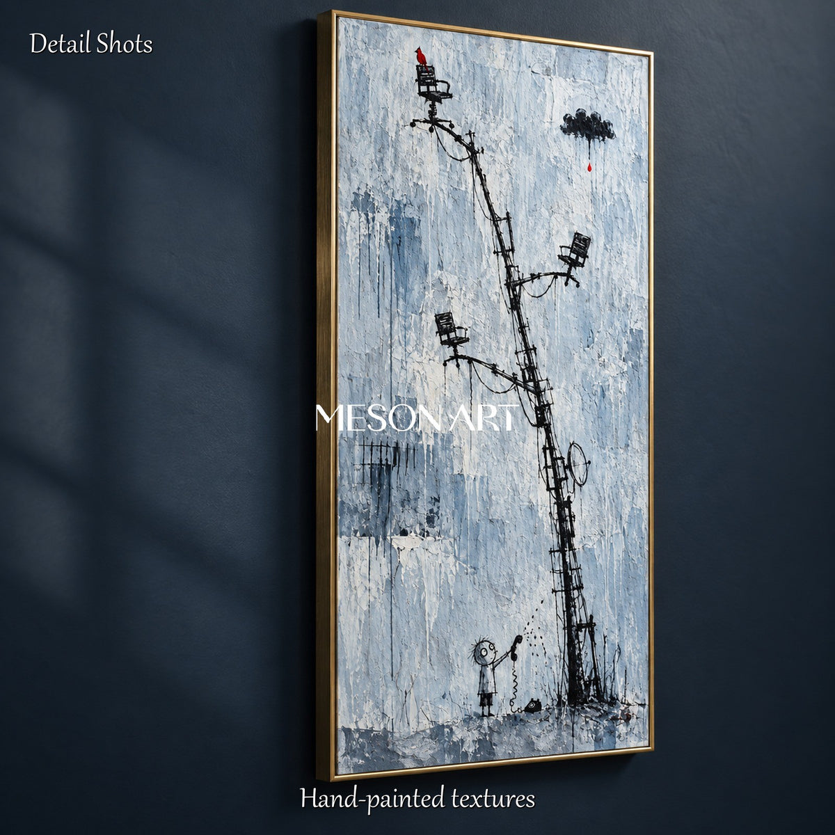Blue And Black Abstract Graffiti Painting Panoramic Wall Art Contemporary Pop Original Artist By Mesonart