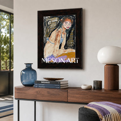 Brown And Black Contemporary Figurative Painting Original Artist Hand Painted Rectangular Wall Art Statement Artwork By Mesonart
