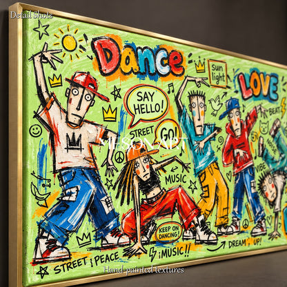 Green And Red Graffiti Street Art Panoramic Canvas Painting For Living Room By Mesonart