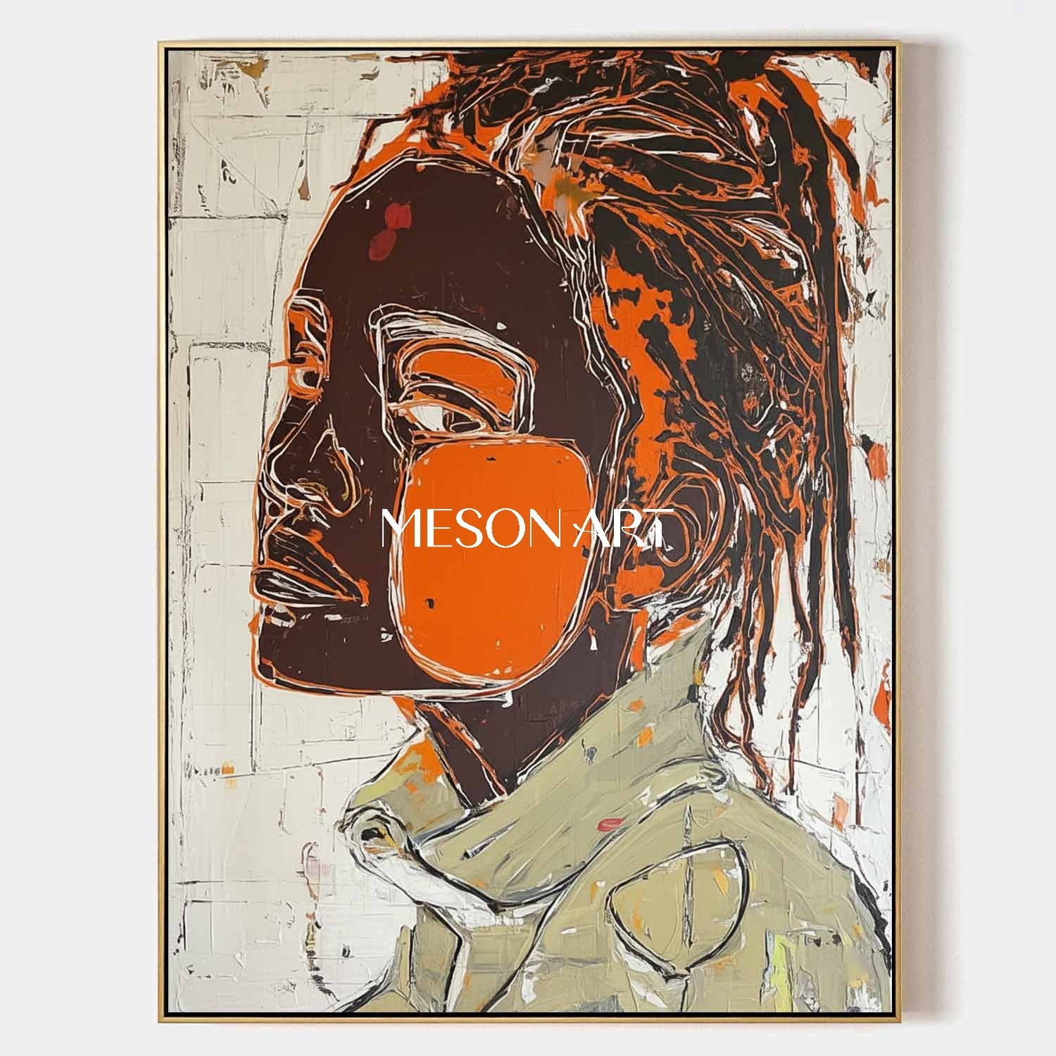 Urban Abstract Portrait Basquiat Inspired Hallway Modern Wall Decor