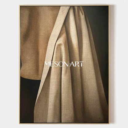 Hyperrealism Beige Shirt Painting Hyperrealism Beige Shirt Canvas Art Realistic Beige Shirt Wall Art Decor