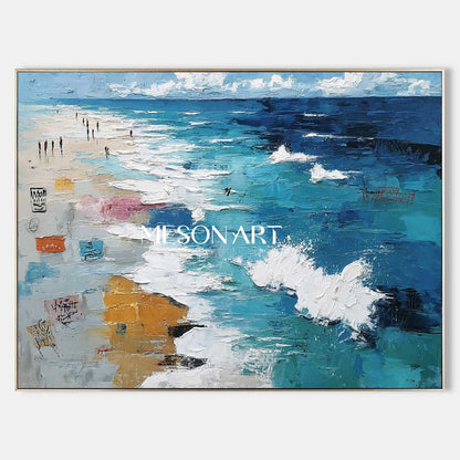 Large 3D Seaside Beach Texture Wall Art Seaside Beach Abstract Texture Canvas Painting for Sale