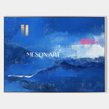 Light Blue and White Abstract Landscape Canvas Wall Art Blue and White Abstract Minimalist Painting