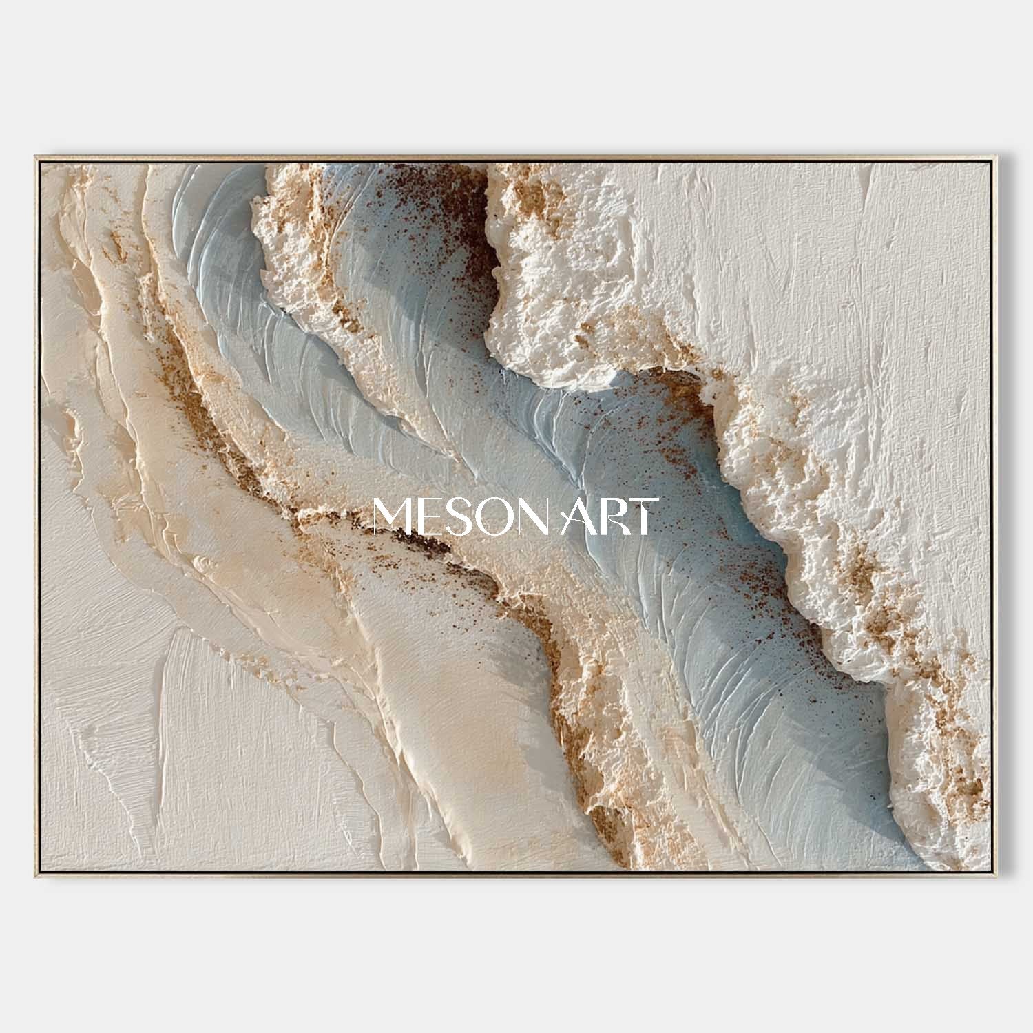 3D White Wave Texture Painting Wave Texture Wall Art for Living Room
