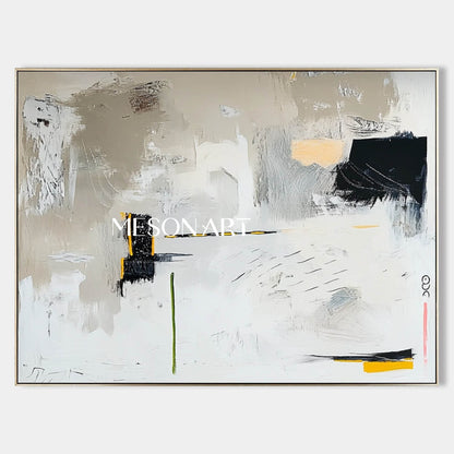 Modern White and Black Abstract Canvas Art White and Black Abstract Minimalist Wall Painting On Sale