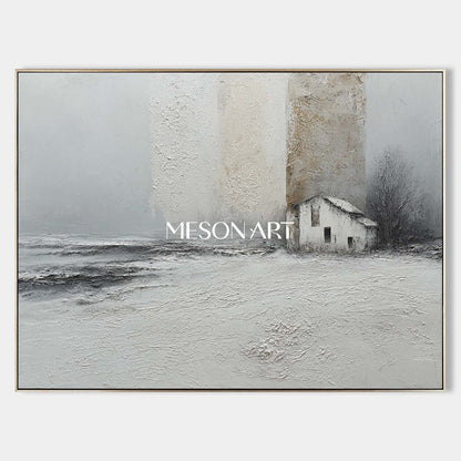 Gray Landscape Abstract Art Gray Minimalist Wall Art Living Room Decor