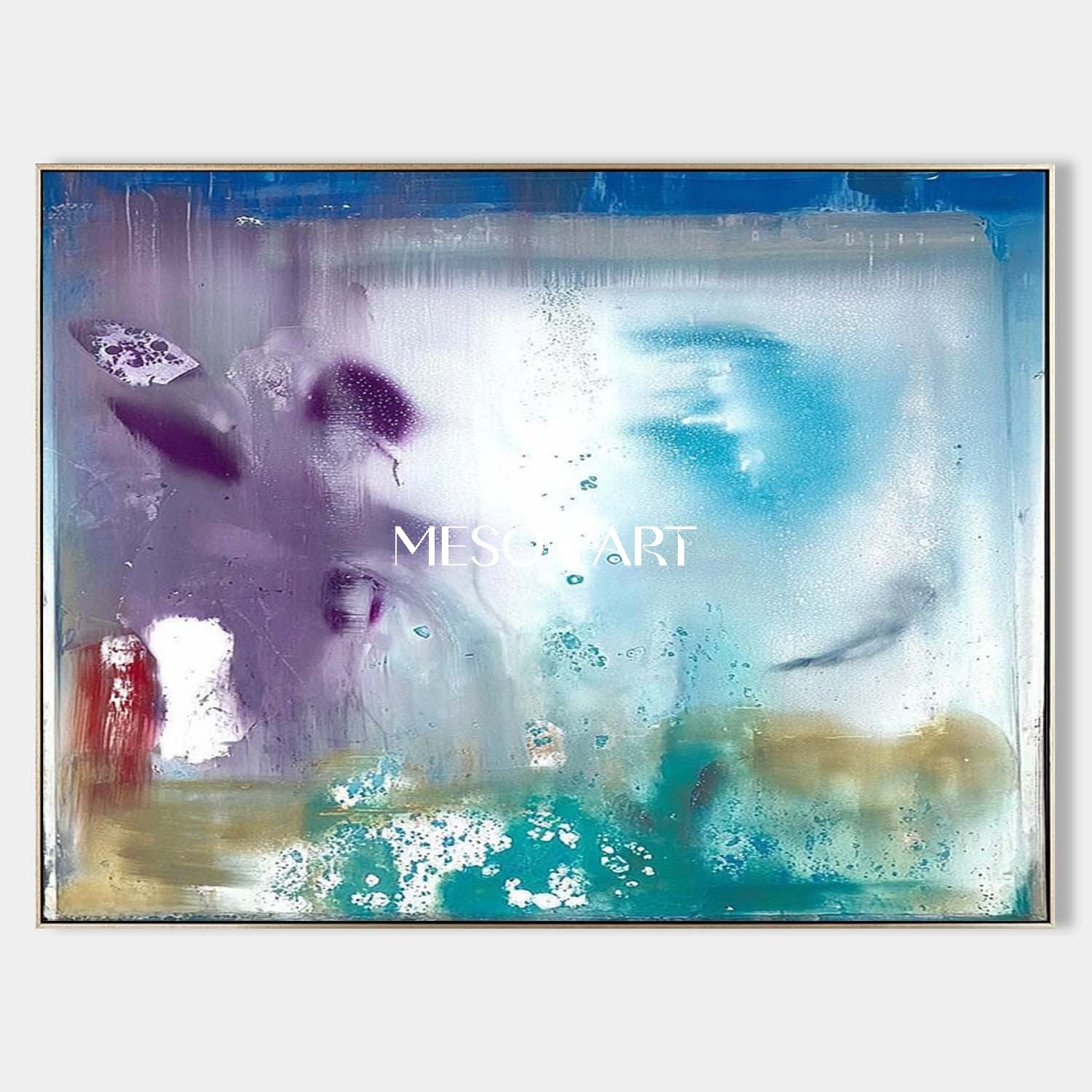 Light Blue Abstract Wall Art for Entryway Modern Canvas Art Wall Decor